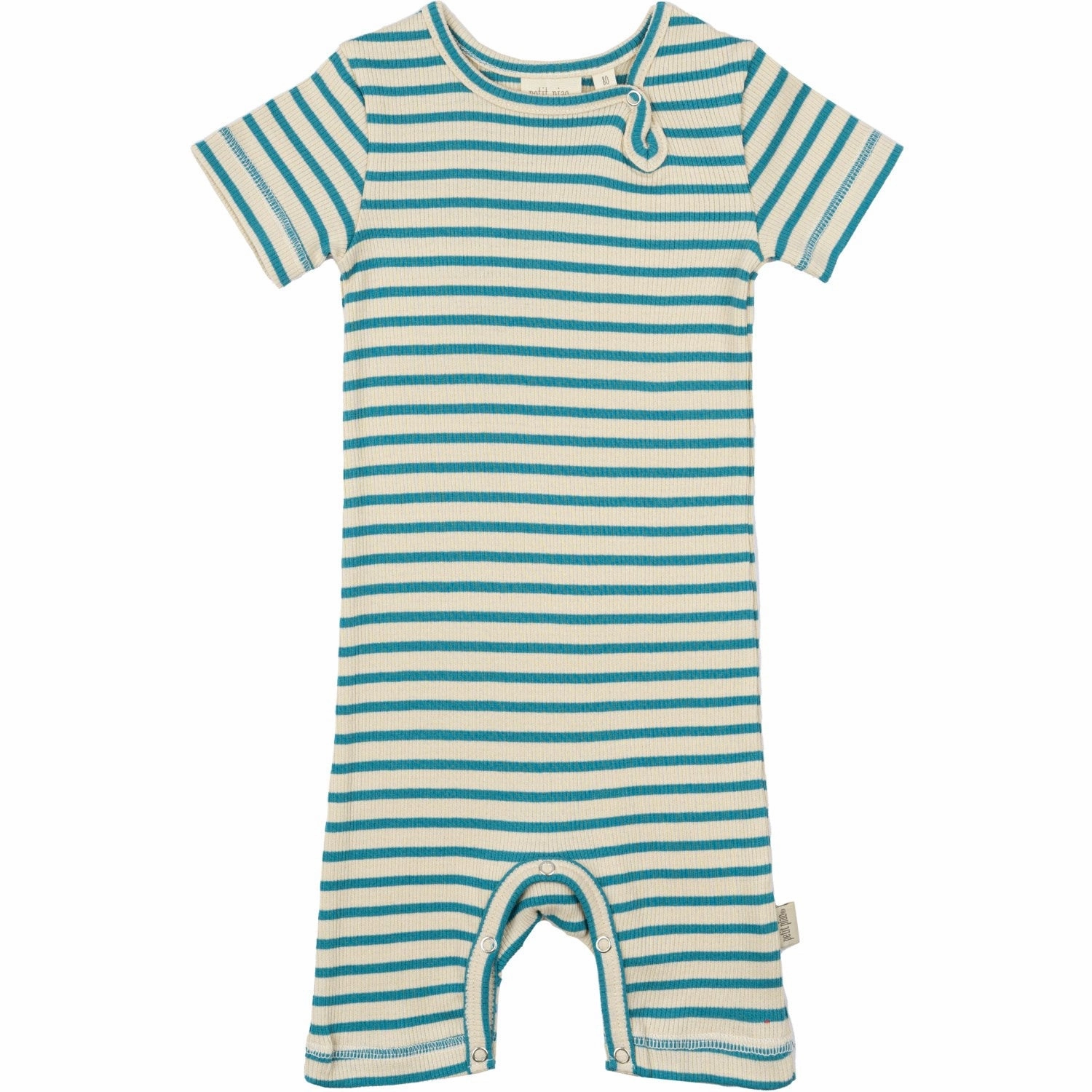 Dance Trendy Sporty Elegant Petit Piao Turquise /Dark Off White Summer Romper S/S Modal Striped