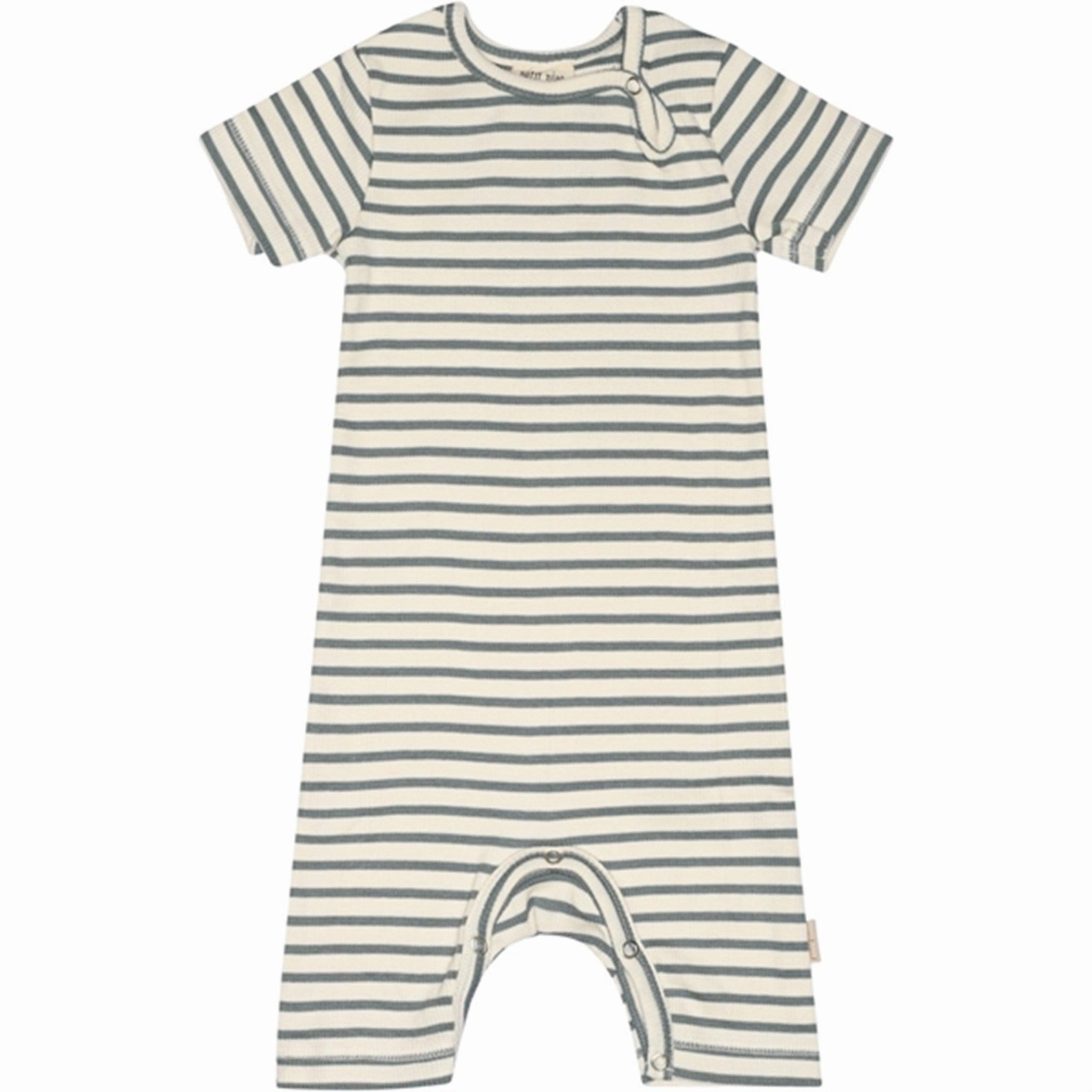 Night Loose Petit Piao Light Petrol/Offwhite Jumpsuit S/S Modal Striped