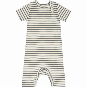 Breathable New Dance Trendy Petit Piao Light Petrol/Offwhite Jumpsuit S/S Modal Striped