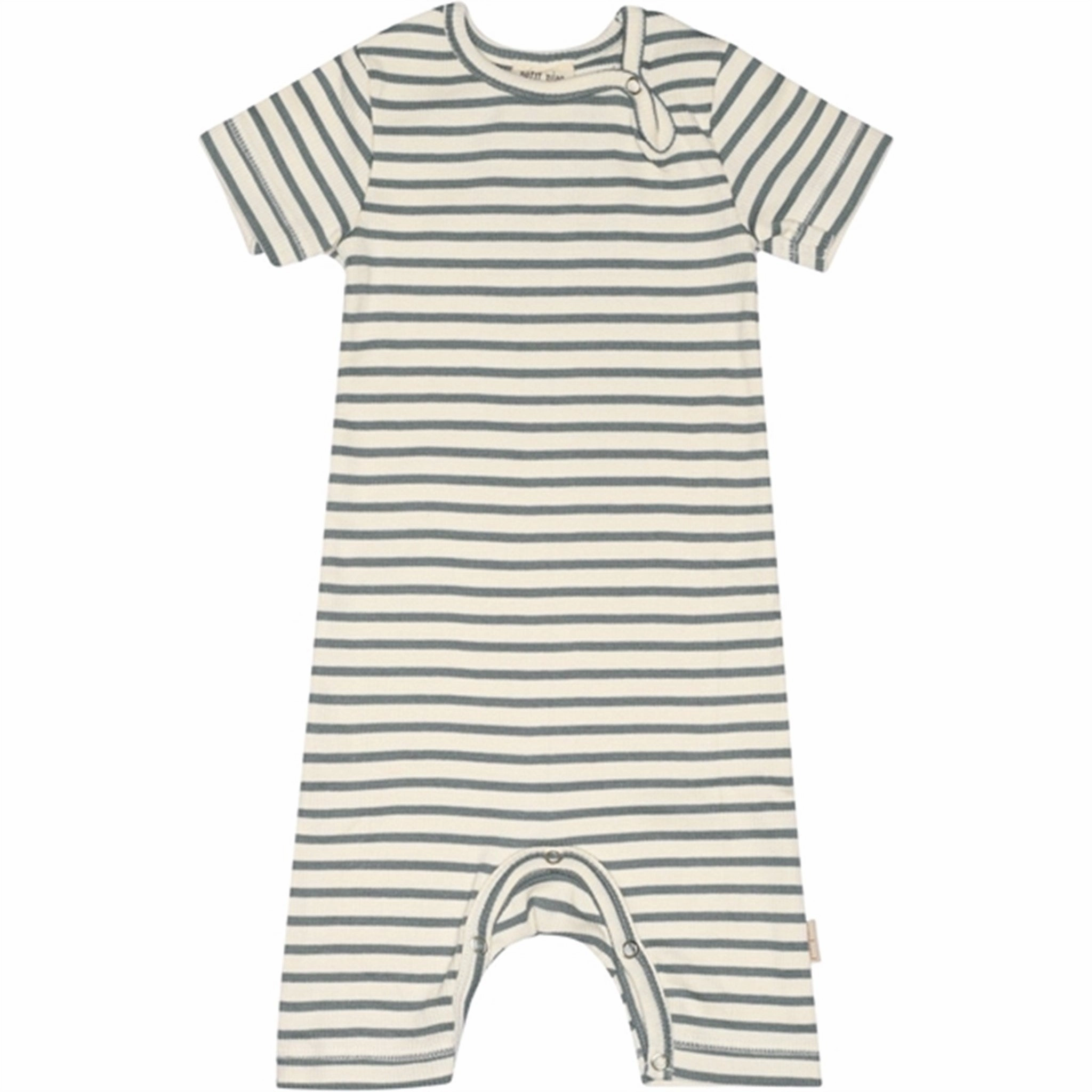 Petit Piao Light Petrol/Offwhite Jumpsuit S/S Modal Striped Picnic Club Gym Fresh