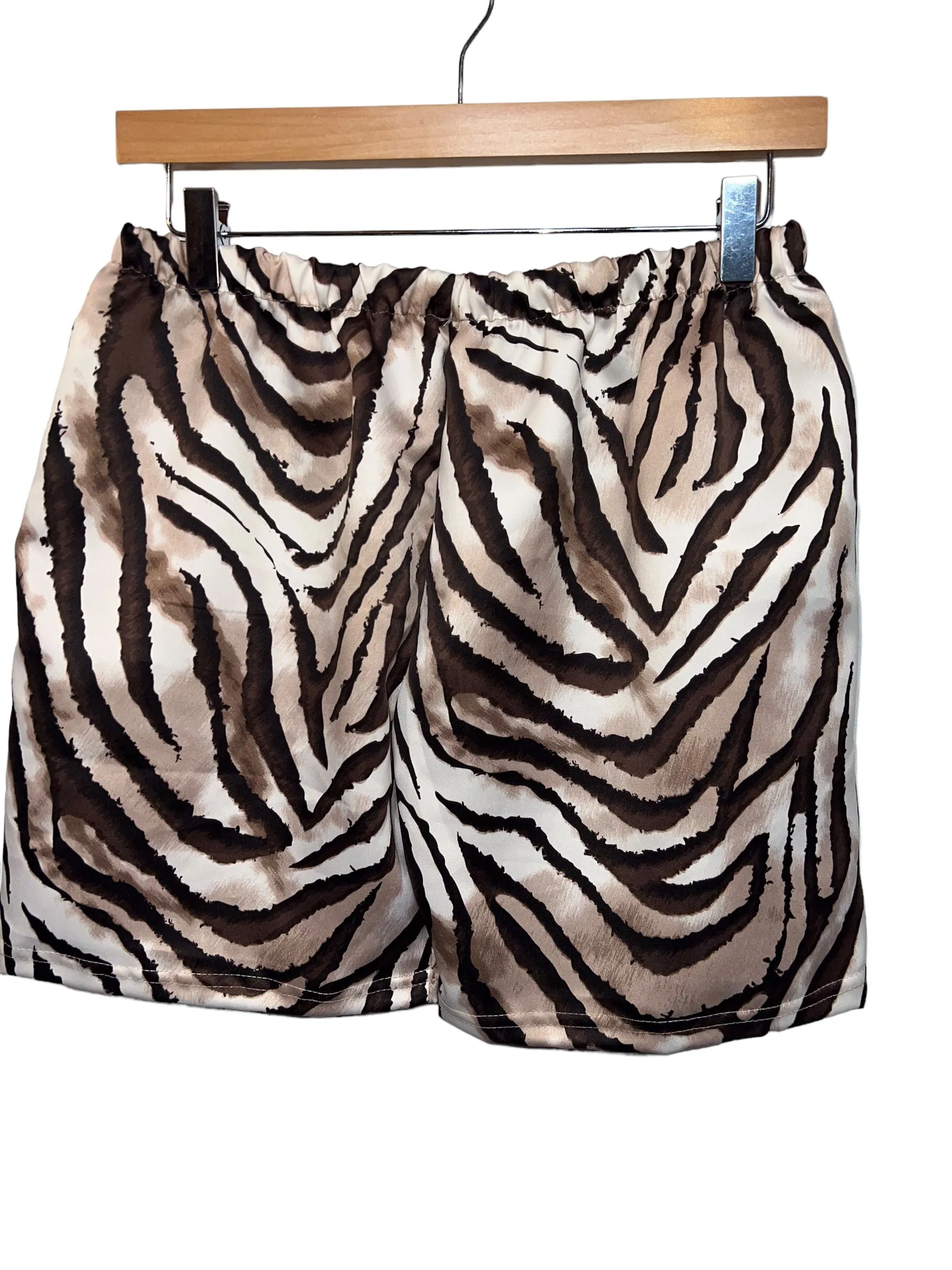 Flex Waist System men's clothing Unisex Zebra Patterned Elasticated Waist Shorts (Size M)