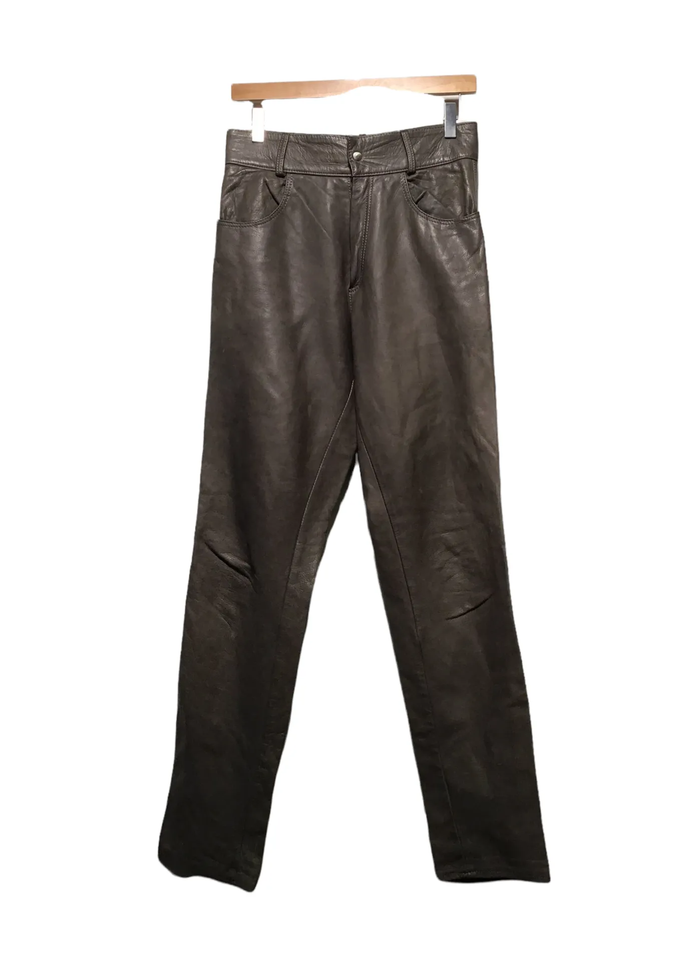 Double Needle Stitching Women??s Leather Trousers (Size S)