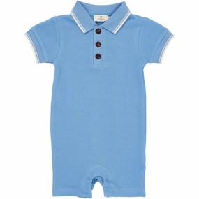 Lightweight Trendy COPENHAGEN COLORS Sky Blue Comb. Pique Polo Romper