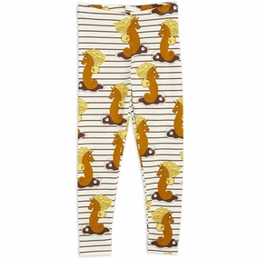 Mini Rodini Unicorn Seahorse AOP Leggings Brown Outdoor Lover High Waist