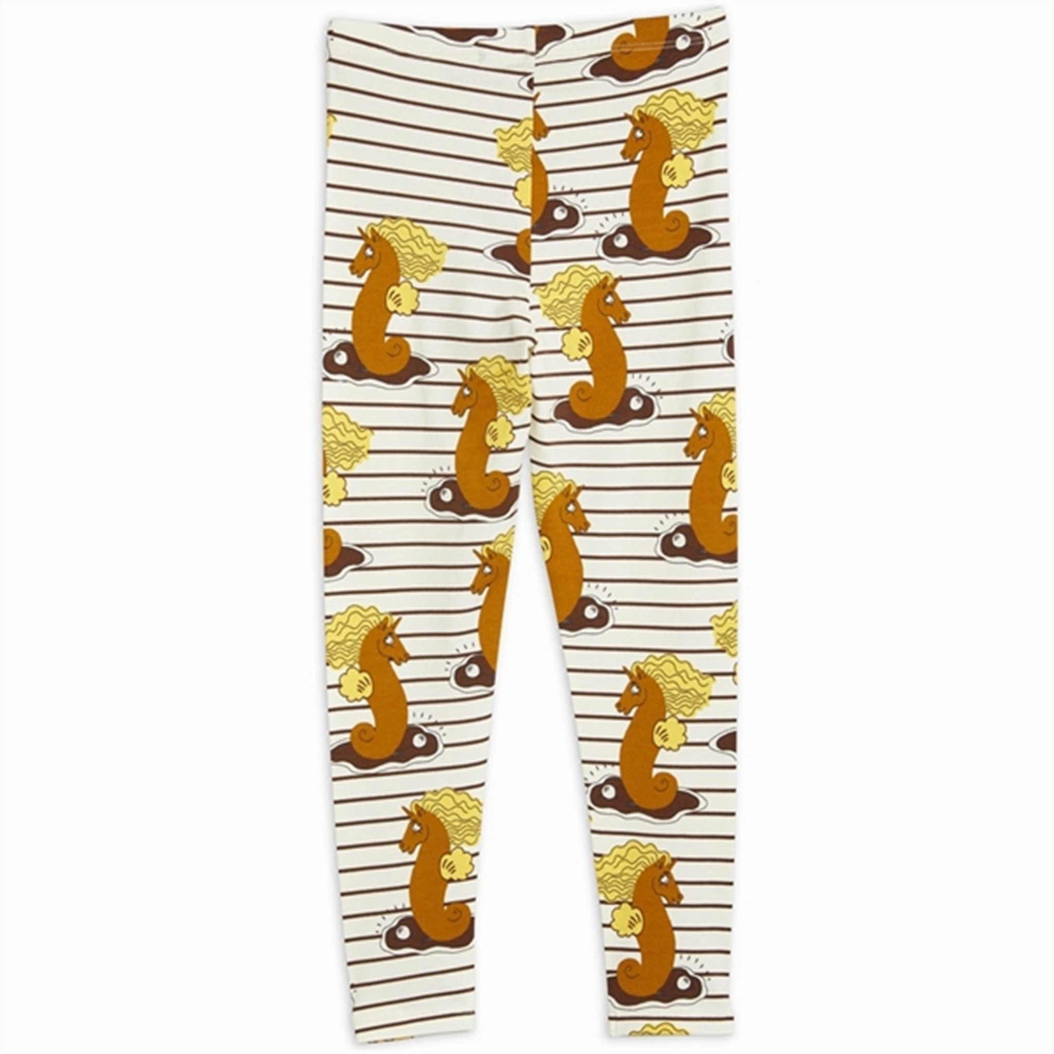 Mini Rodini Unicorn Seahorse AOP Leggings Brown Eco Friendly