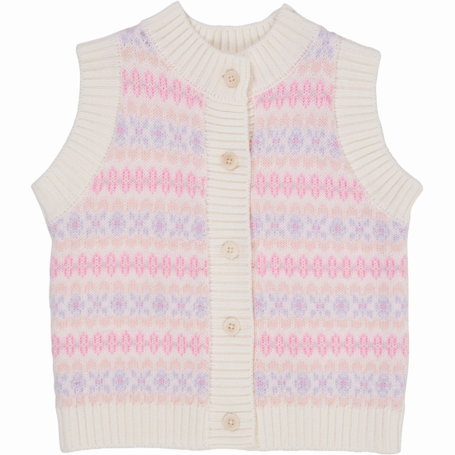 Stretchable Panels COPENHAGEN COLORS Lavender Combi Merino Pattern Button Vest