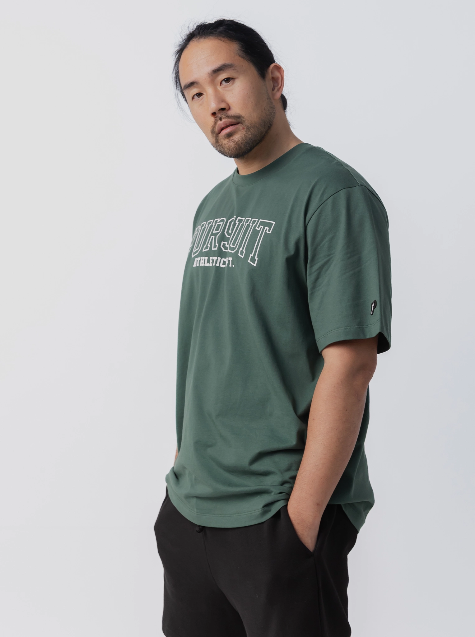 Non Iron Fabric Varsity Track Tee in Stadium Green