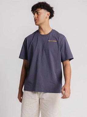 Cool Style Larger Track Tee in Washed Navy