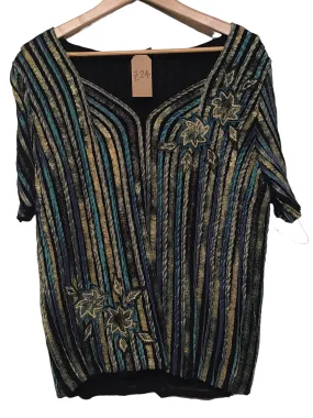Riona Stone Blouse (Size L) Fall Foliage Ergonomic Sleeve Cut