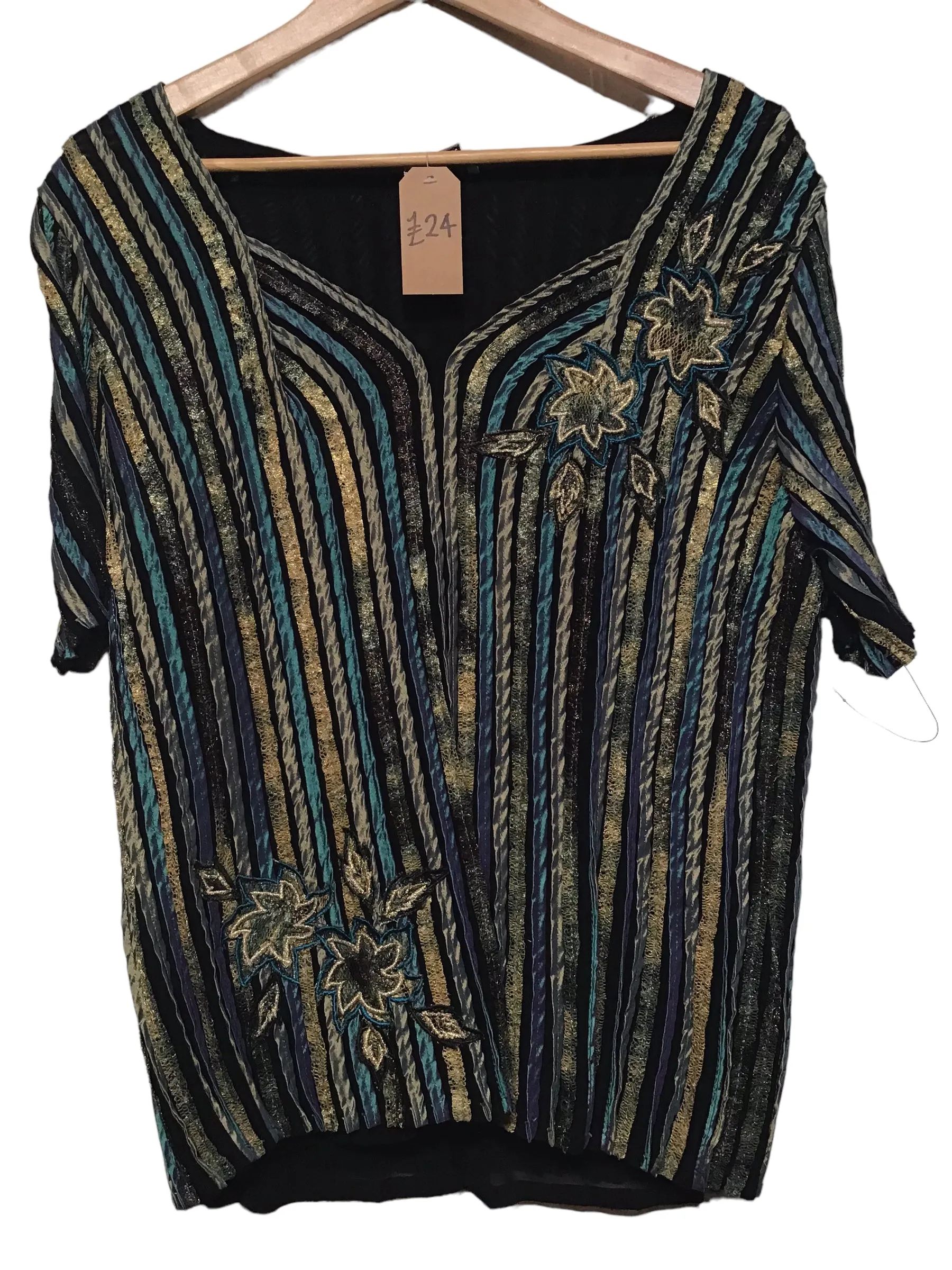 Riona Stone Blouse (Size L) Fall Foliage Ergonomic Sleeve Cut