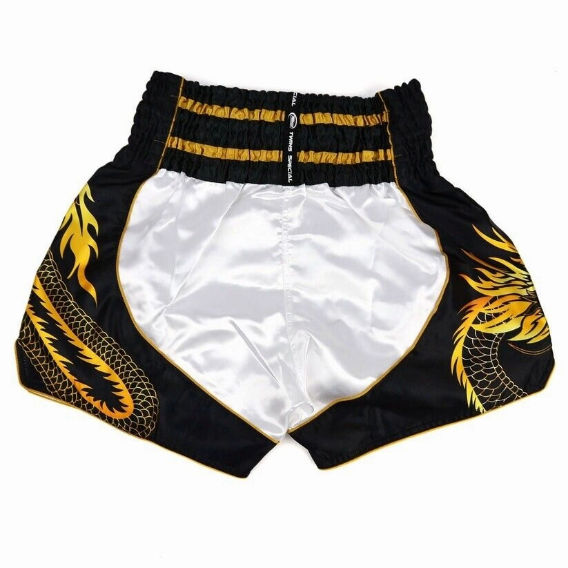 Twins Dragon Muay Thai Shorts White / Black Kickboxing MMA Reinforced Gusset
