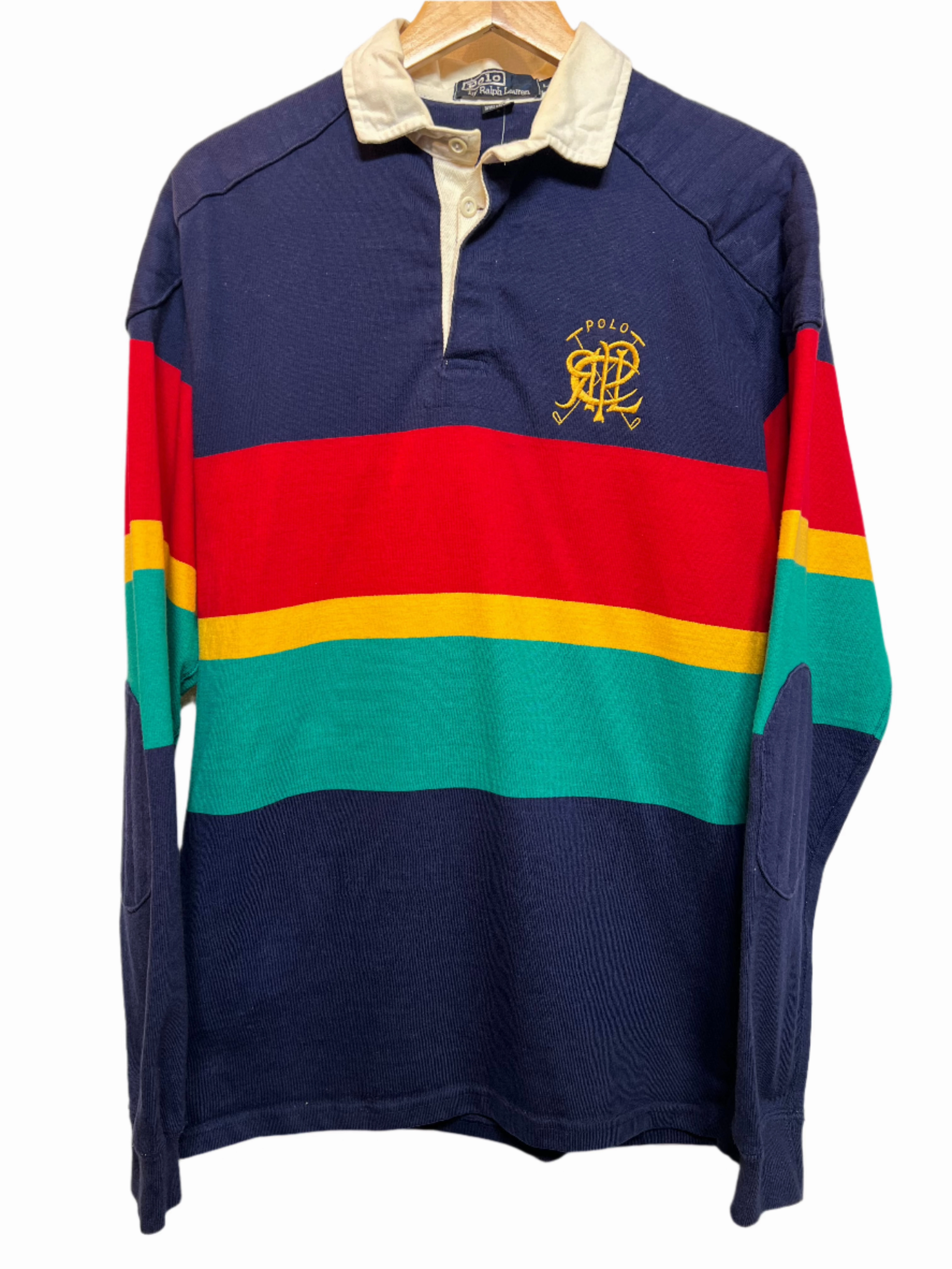 Polo Ralph Lauren Mens Striped Rugby Polo (Size L) Sporty Design