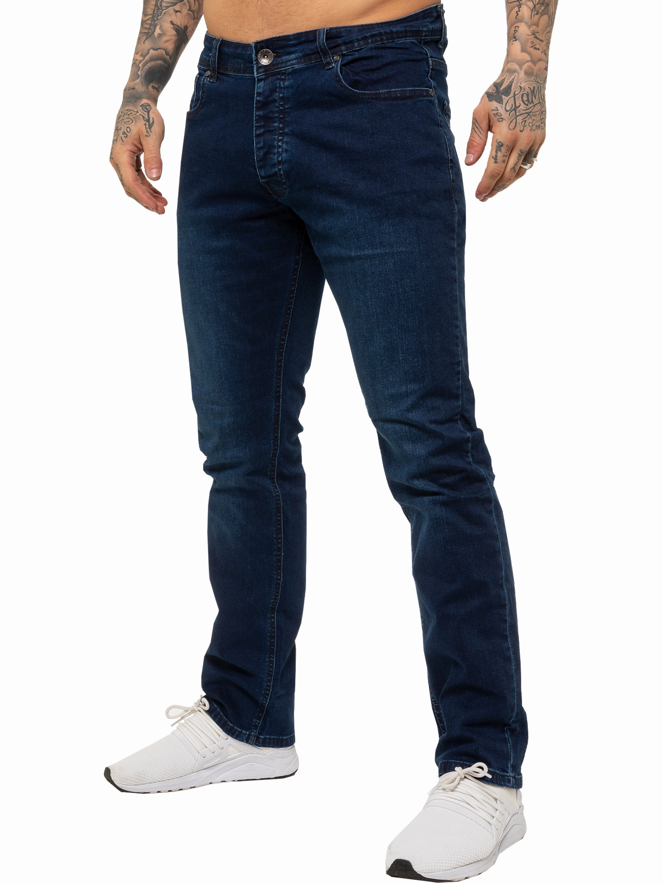 Mens Regular Fit Stretch Denim Jeans | Enzo Designer Menswear Artist Vibe Everyday Rainy Day Clean Fashion