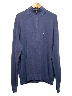 Casual Cool Morning Chill Tommy Hilfiger Blue Quarter Zip (Size XL)