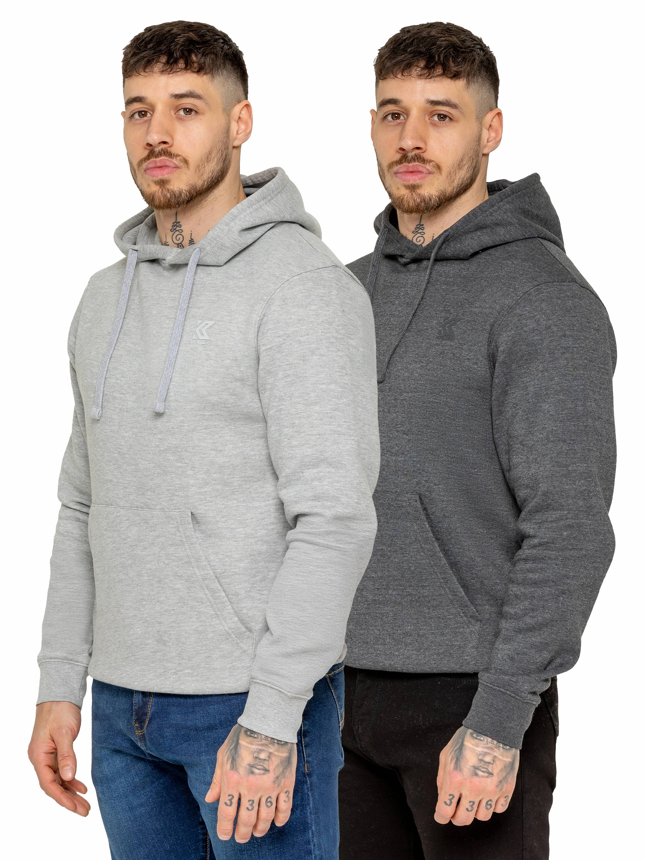 Kruze | Mens Fleece Hoodie 2 Pack Weekend Wear Dual Layered Fabric