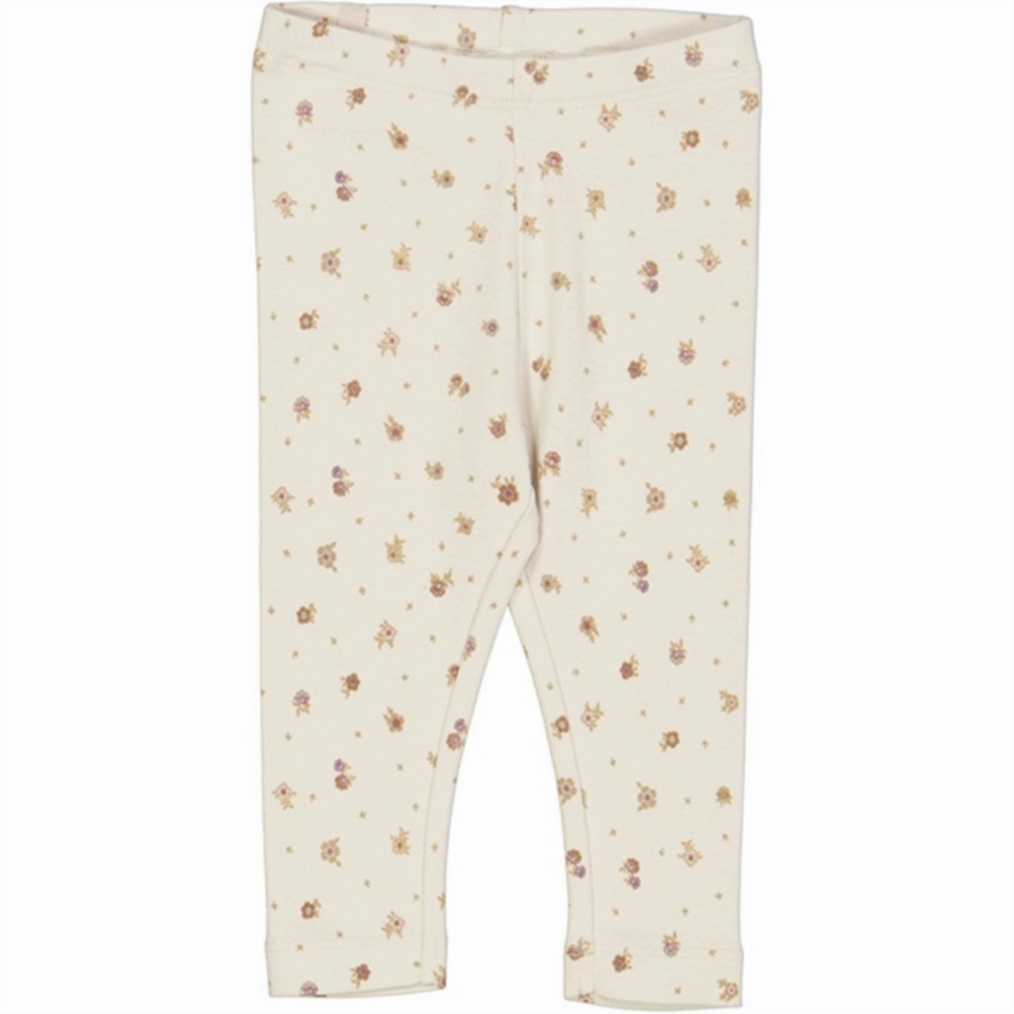 Modern Basic Neutral Wear Wheat Chalk Flowers Jersey Leggings