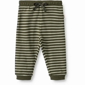 compostable Wheat Dark Green Stripe Soft Sweatpants Leo