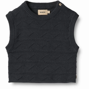Wide Non Irritating Lining Wheat Navy Knit Vest Bobby