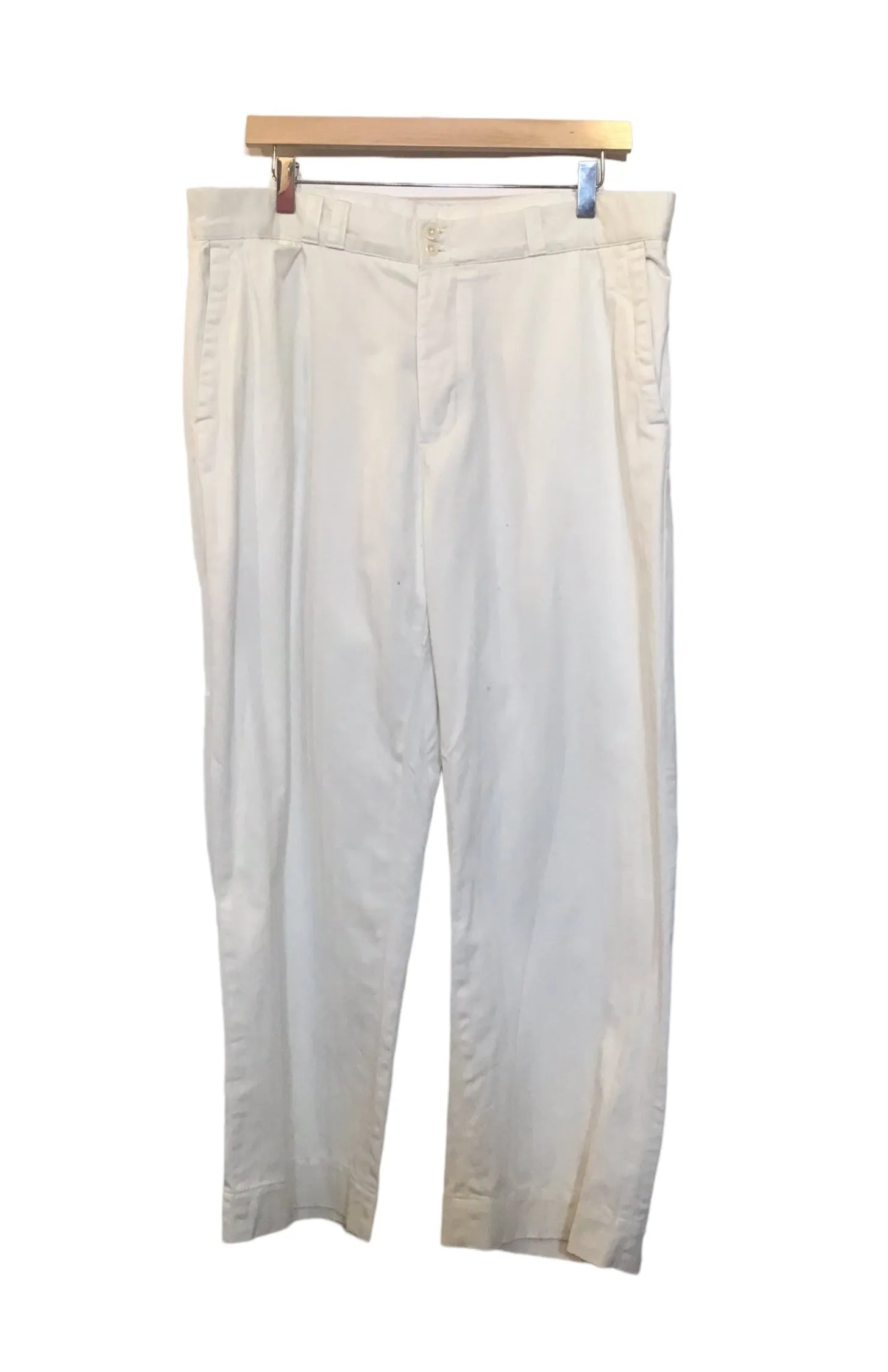 Cozy Feel Adjustable Waist White Cotton Trousers (Size XL)