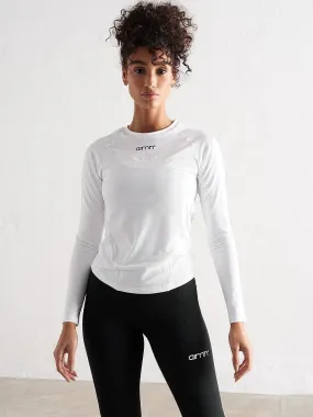 UV Protective Fabric White Soft Basic Long Sleeve Tee