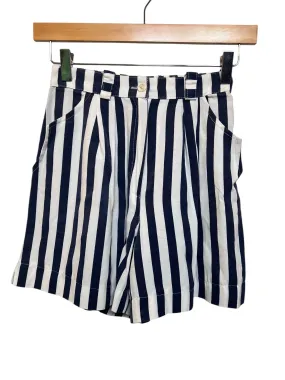 Women??s Black White Striped Shorts (Size XS) rooftop party look