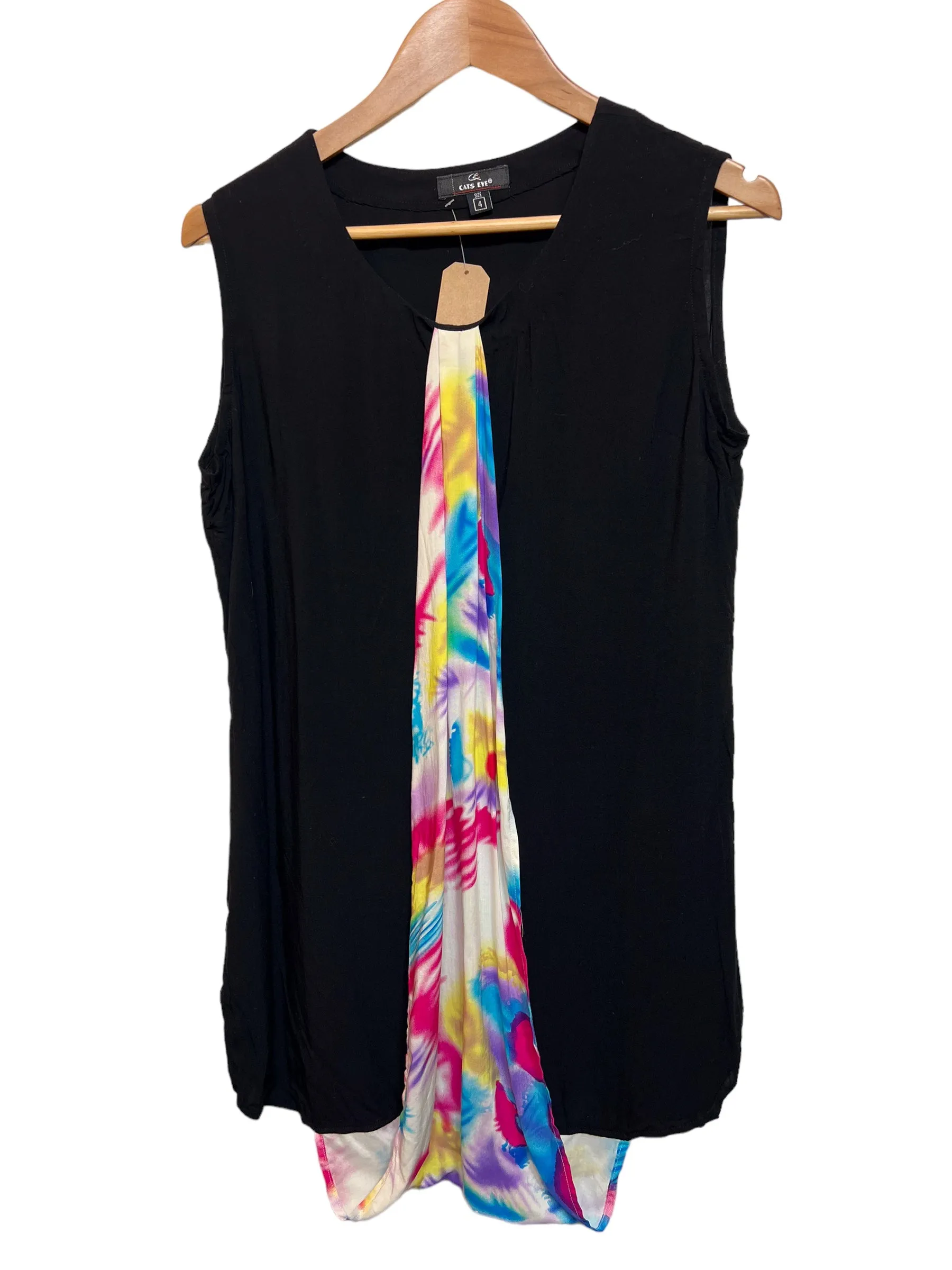 Women??s Black with Multicoloured Strip Dress (Size XS) Functional Layer Linen Love