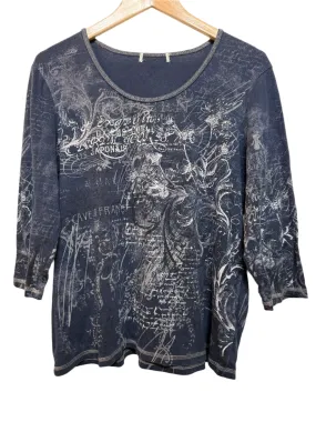 Practical Choice Seamless construction Women's Floral Navy Blouse Top (Size L)