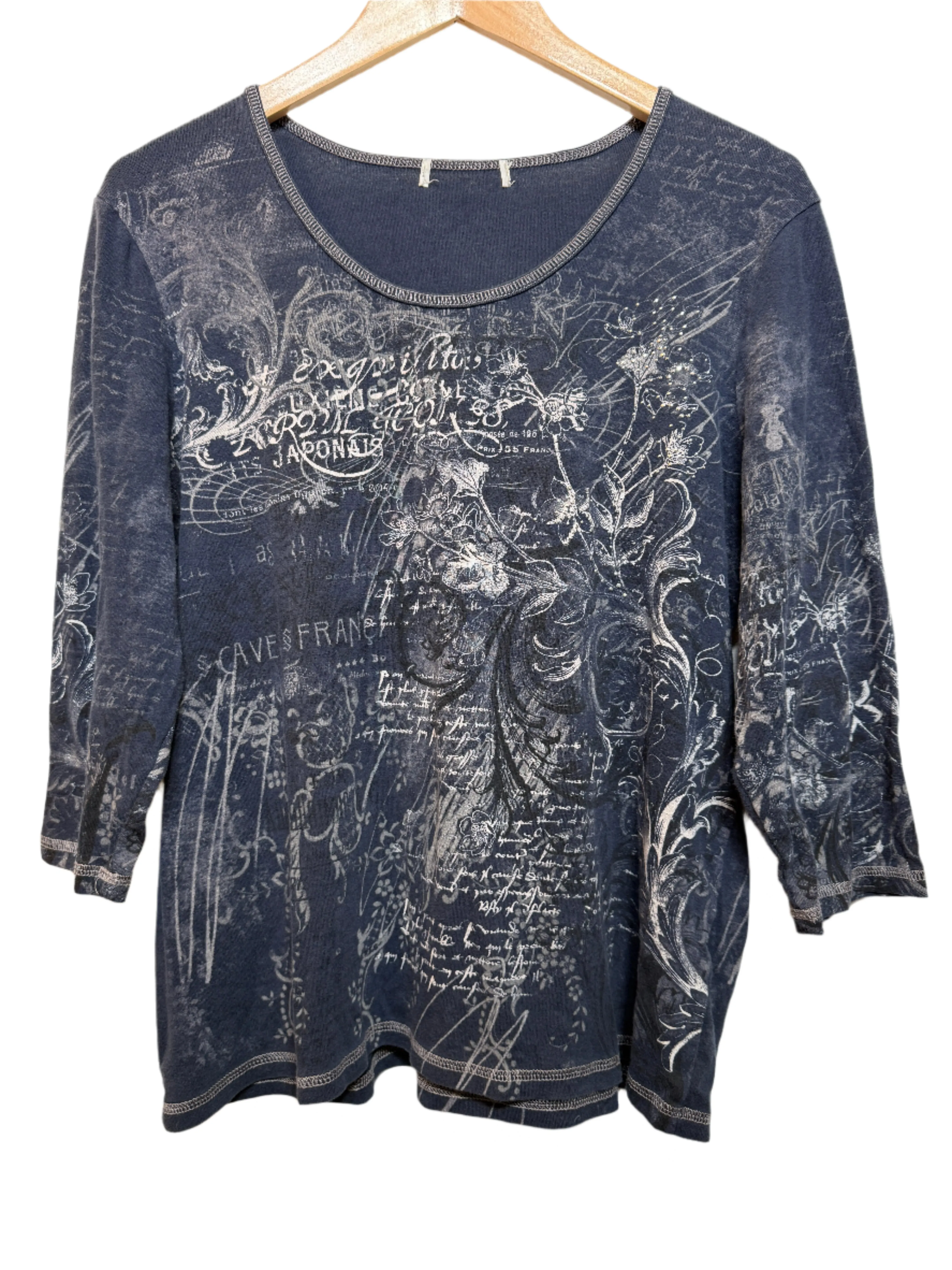 Practical Choice Seamless construction Women's Floral Navy Blouse Top (Size L)