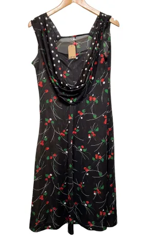 Women??s Flower Patterned Black Dress (Size L) Sleek And Stylish Red Carpet