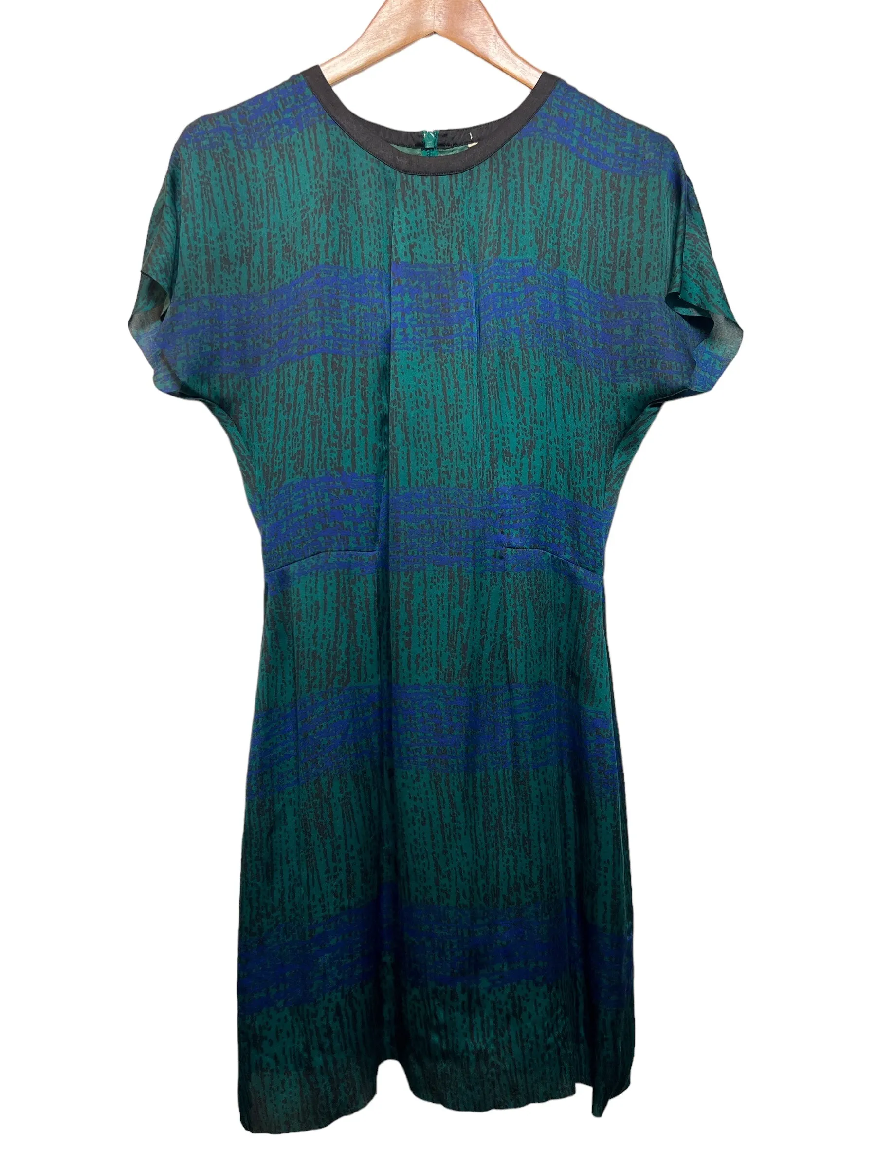 Women's Green and Blue Dress (Size S) Tiered-Skirt