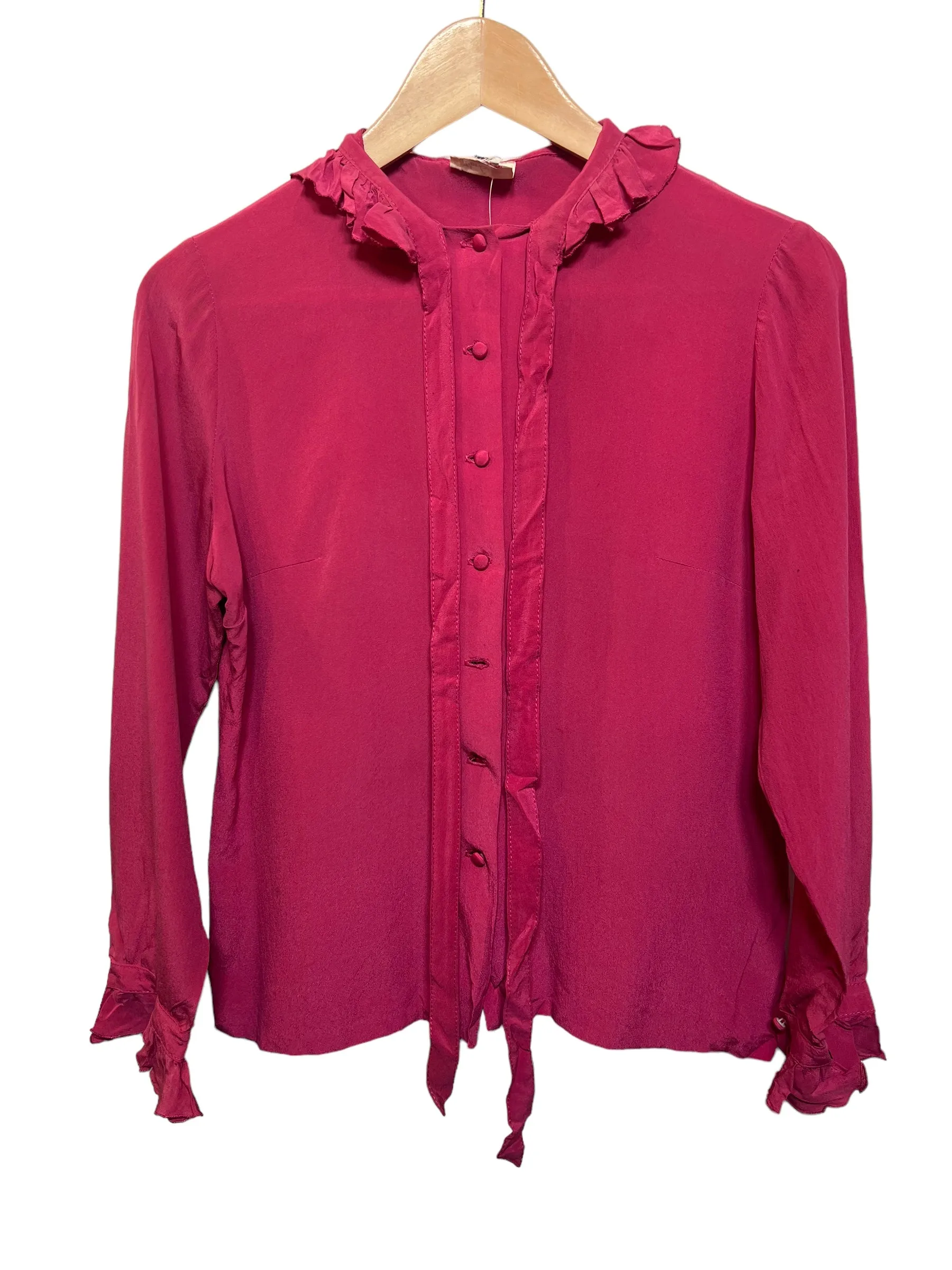 Women??s Pink Longsleeve Blouse (Size M) Chic Ensemble