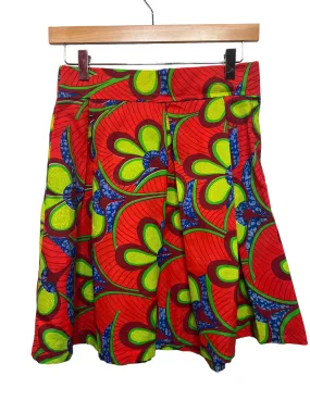 Women??s Red Pleated Skirt (Size M) cool tones