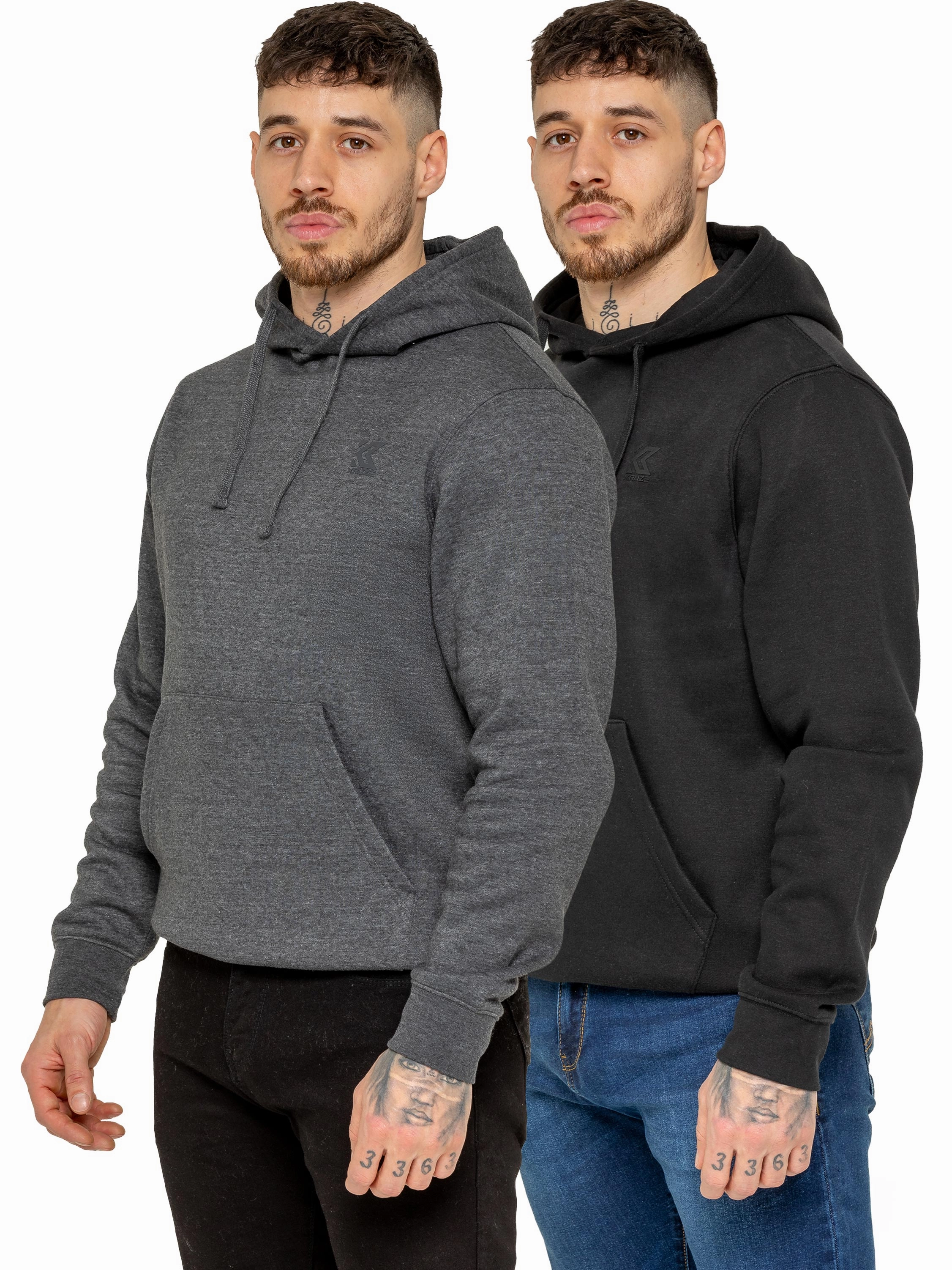 Kruze | Mens Fleece Hoodie 2 Pack Nutria like