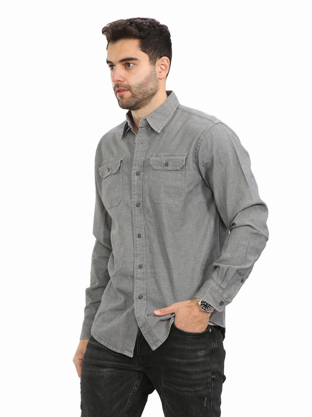 Thermoregulating Fabric Wrangler Mens Long Sleeve Denim Shirt