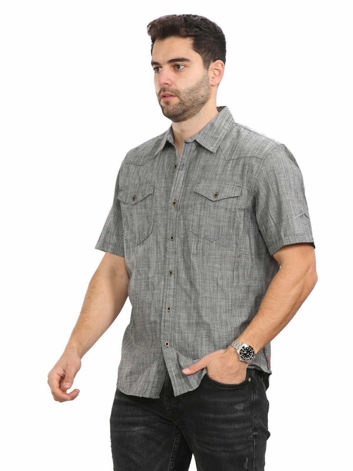 Raw edge No Slip Shoulder Grip Wrangler Mens Short Sleeve Shirts