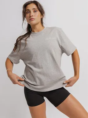 Layered Hem Design Taylor Tee in Grey Marle