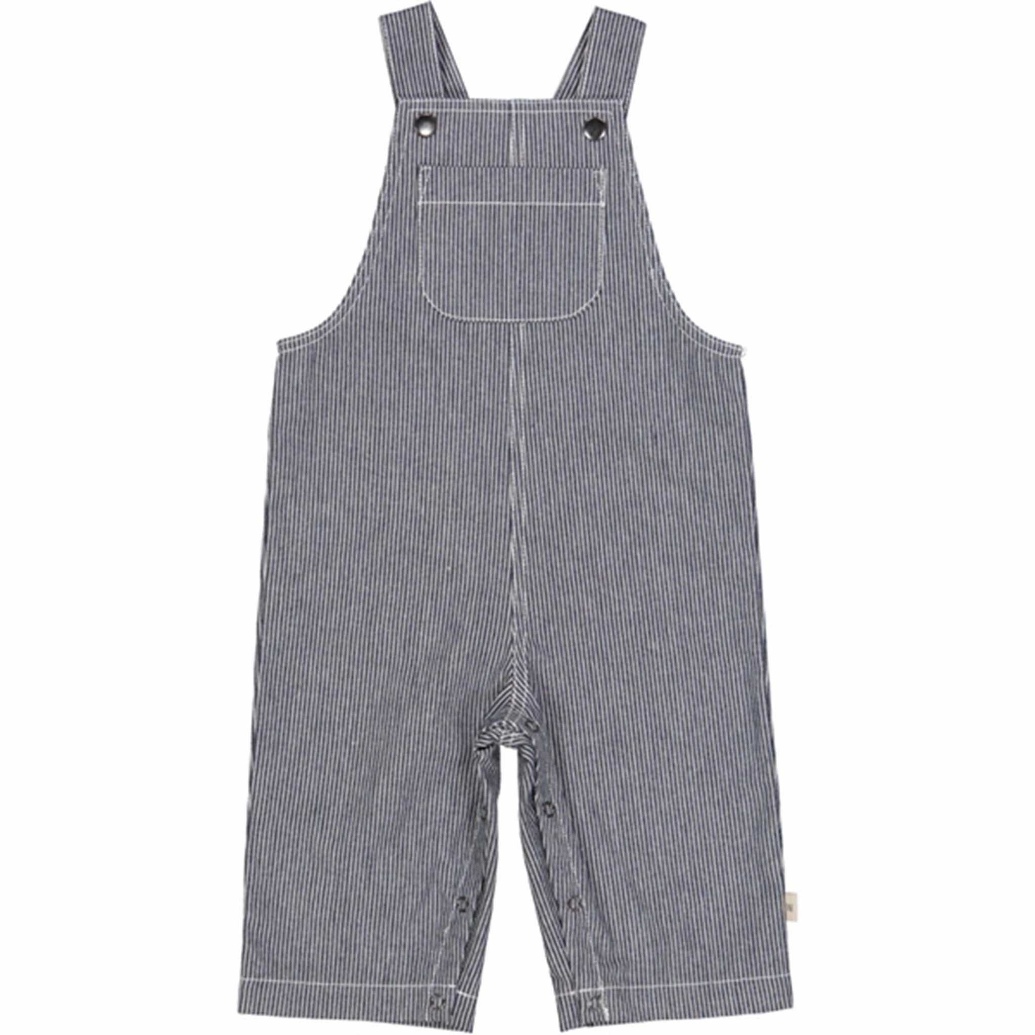 NonIrritatingStitching Abrasion Resistant Fabric Wheat Navy Denim Stripe Issey Overall