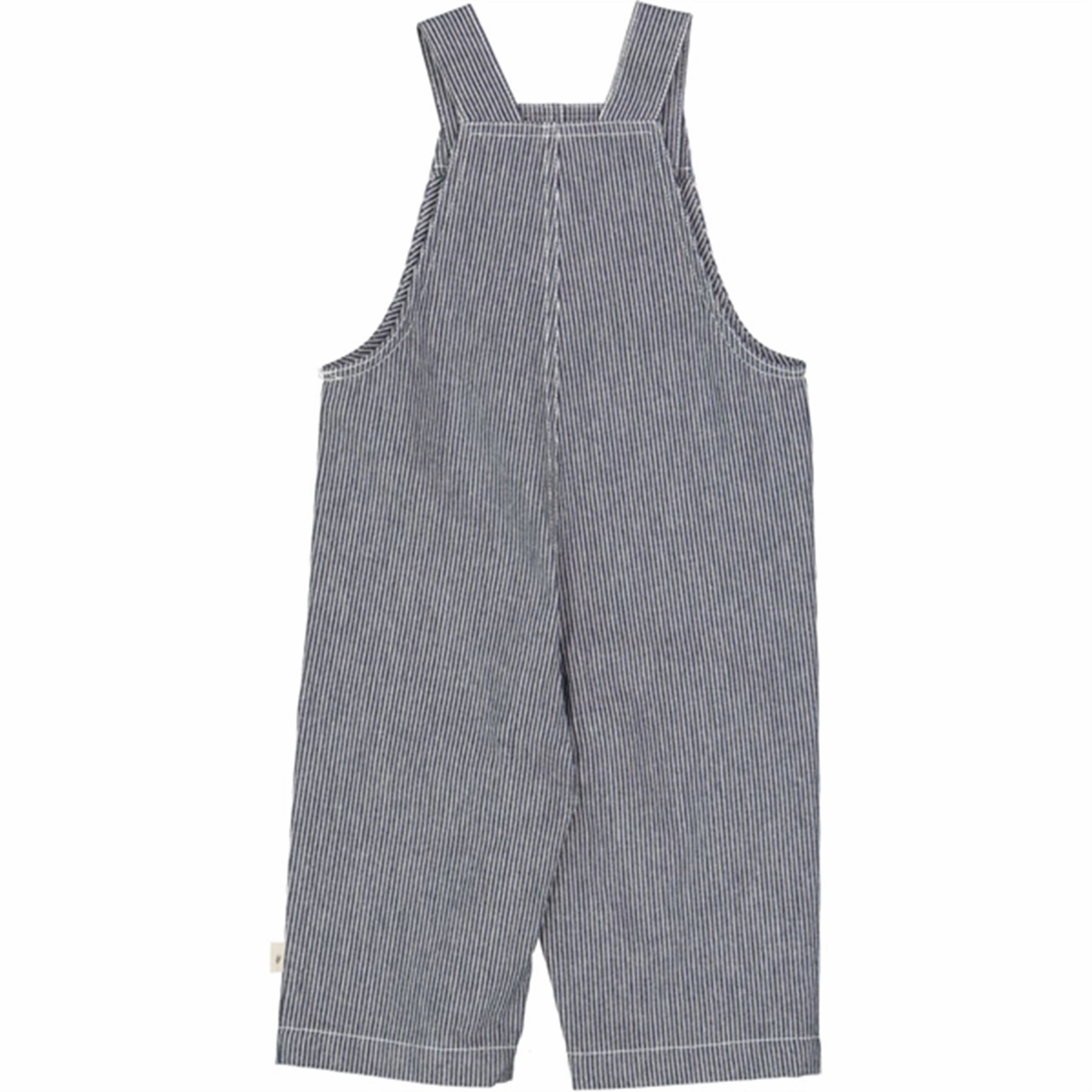 Wheat Navy Denim Stripe Issey Overall Cropped hem anti slip grip