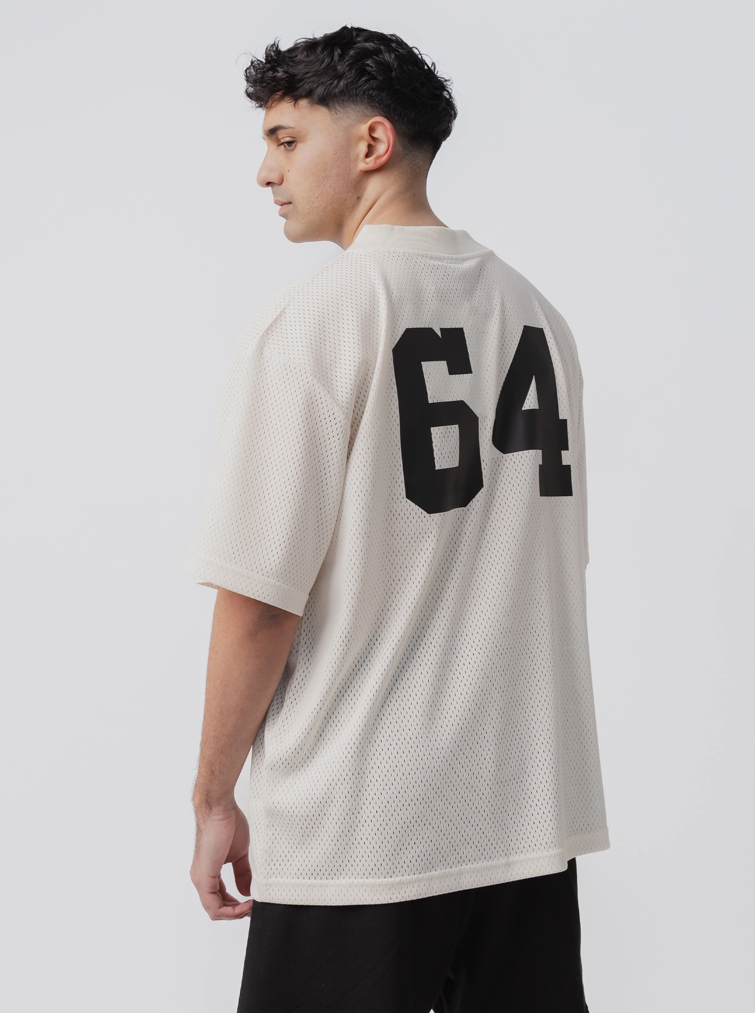 Hip Hop Fashion Varsity Mesh Jersey in Bone