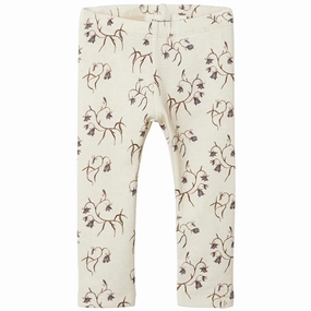 Lil'Atelier Turtledove/Flower Gaya Slim leggings Noos Perfect Fit Silicone Hem Binding
